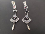 Garnet Very long Earrings Bohemian STERLING SILVER 925 garnet jewelry