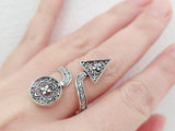 Ring finger cover floral Adjustable Sterling 925
