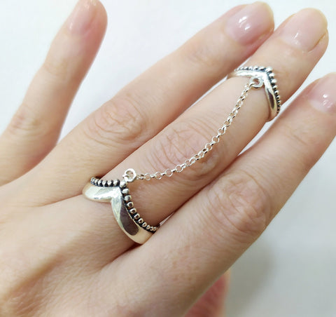 Double ring Silver 925 Ethnic jewelry Sterling silver Adjustable rings