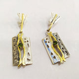 Jewelry set earrings ring Green zircon Sterling silver 925 Gold plated