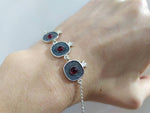 Bracelet 925 Silver with Armenian Pomegranate red lab stone