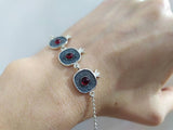 Bracelet 925 Silver with Armenian Pomegranate red lab stone