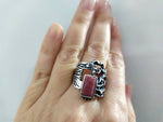Silver 925 earrings and ring Pink rhodonite gemstone