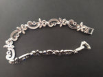 Women bracelet SILVER 925 Marcasite Royal blue navy stones