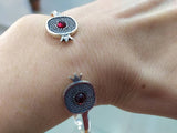 Cuff bracelet pomegranate red stones SILVER 925