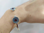 Cuff bracelet pomegranate red stones SILVER 925