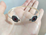 Cuff bracelet pomegranate red stones SILVER 925