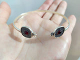 Cuff bracelet pomegranate red stones SILVER 925