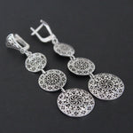 Very long earrings Sterling silver 925 round