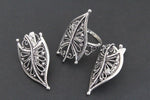 Leaf earrings and ring Sterling silver 925