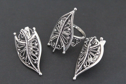 Leaf earrings and ring Sterling silver 925