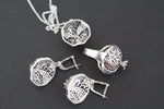 EARRINGS Sterling silver 925 natural garnet Pomegranate