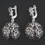 EARRINGS Sterling silver 925 natural garnet Pomegranate