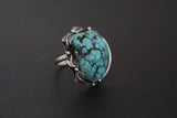 Natural turquoise earrings dangle and ring Silver 925 Armenian One of a kind