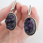 Amethyst ring druze purple jewelry STERLING SILVER 925