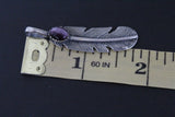 Pendant feather with purple tiger eye gemstone Sterling silver 925