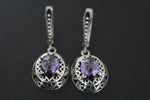 Delicate set Silver 925 earrings Light weight and Ring Purple