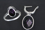 Delicate set Silver 925 earrings Light weight and Ring Purple