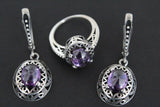 Small earrings SILVER 925 Purple jewelry