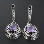 Small earrings SILVER 925 Purple jewelry