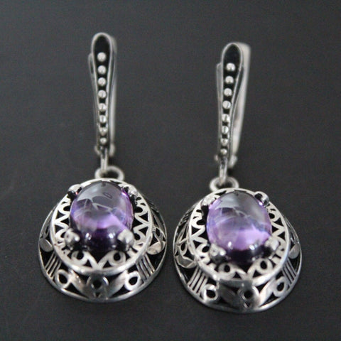 Small earrings SILVER 925 Purple jewelry