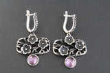 Pendant Silver 925 floral with purple lab quartz