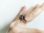 Spider ring adjustable women Gothic jewelry SILVER 925 marcasite