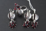 Pendant pomegranate Sterling silver 925 jewelry natural garnet One Of a Kind
