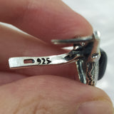 RING and Earrings Natural obsidian dark brown Sterling Silver 925 gold plated