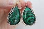 Earrings Sterling silver 925 with malachite gemstone Handmade Armenian jewelry