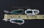 Earrings Silver 925 marcasite emerald green topaz Large Armenian