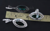 Earrings marcasite sterling silver 925 green lab topaz