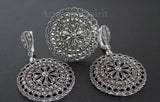 Sterling silver 925 big ring earrings Marcasite