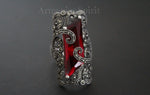 Sterling silver 925 red stone topaz Earrings and ring handmade