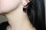 Earrings and ring Sterling silver 925 Ruby red stone