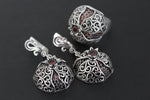 EARRINGS Sterling silver 925 natural garnet Pomegranate