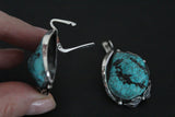 Natural turquoise earrings dangle and ring Silver 925 Armenian One of a kind