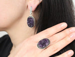 Amethyst ring druze purple jewelry STERLING SILVER 925