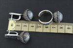 Earrings and ring black STERLING SILVER 925 floral