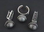 Earrings black STERLING SILVER 925 floral