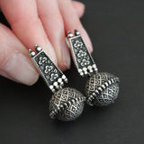 Earrings black STERLING SILVER 925 floral