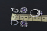 Small earrings SILVER 925 Purple jewelry