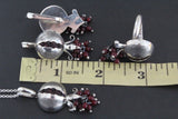 Pendant pomegranate Sterling silver 925 jewelry natural garnet One Of a Kind