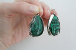 Earrings Sterling silver 925 with malachite gemstone Handmade Armenian jewelry