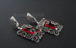 Sterling silver 925 red stone topaz Earrings and ring handmade