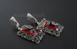 Sterling silver 925 red stone topaz Earrings and ring handmade