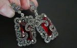 Sterling silver 925 red stone topaz Earrings and ring handmade