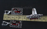 Sterling silver 925 red stone topaz Earrings and ring handmade