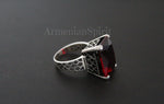 Earrings and ring Sterling silver 925 Ruby red stone