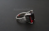 Earrings and ring Sterling silver 925 Ruby red stone